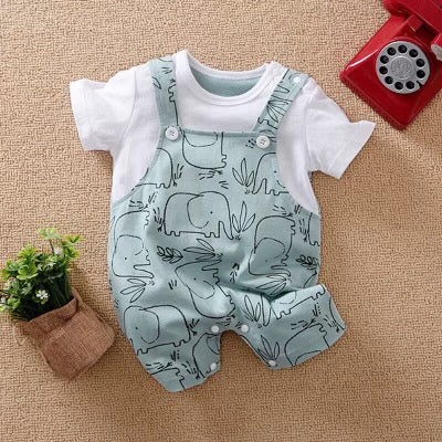 Elephant Blue & White Rumper (Short Sleeve)